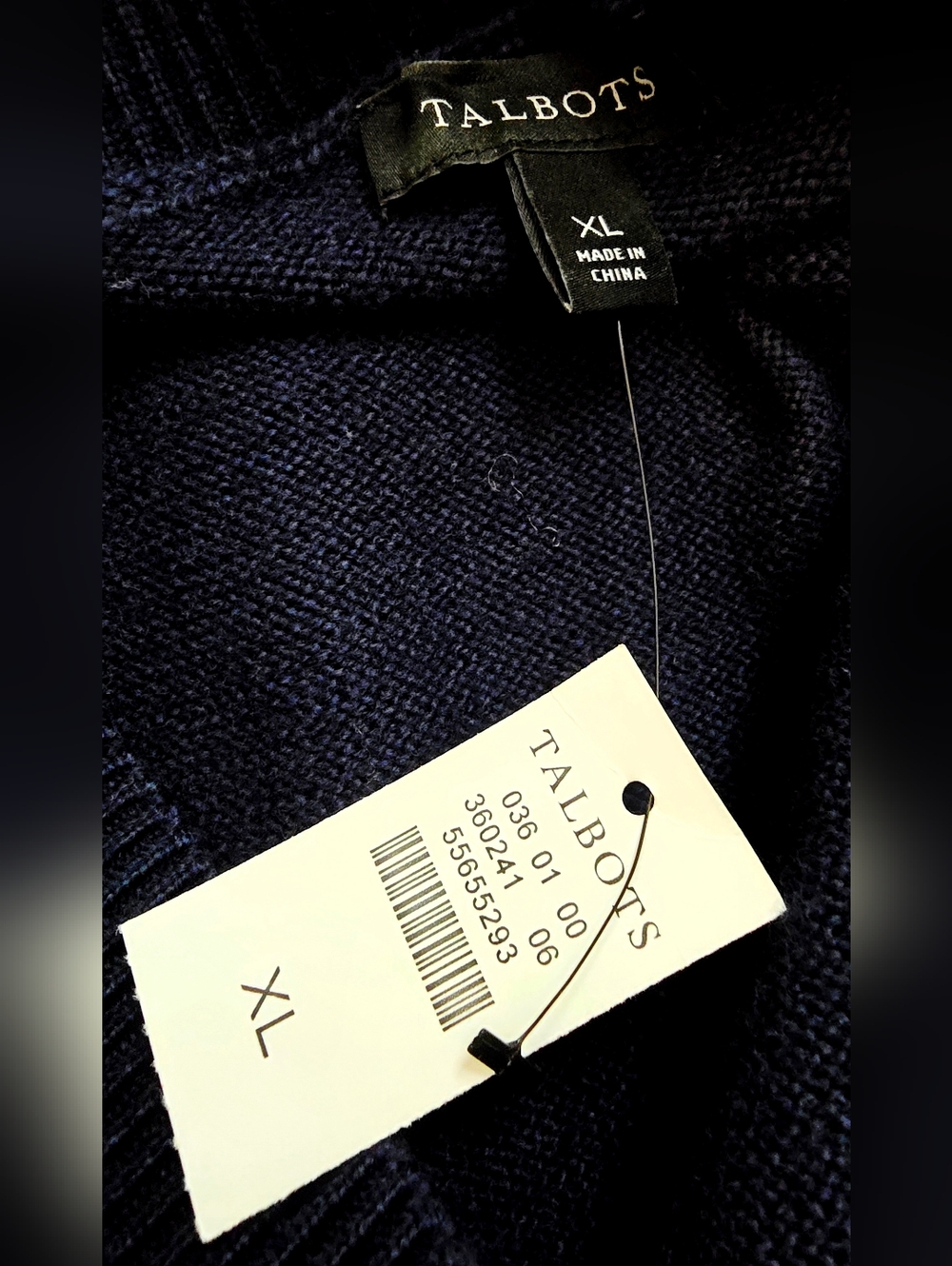 Talbots sweater dress navy gold button sleeve preppy knit v neck chic classic XL - Picture 10 of 10